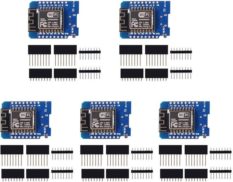 ACEIRMC 5pcs ESP8266 ESP-12 ESP-12F NodeMcu Mini D1 Module WeMos Lua 4M Bytes WLAN WiFi Internet Development Board Base on ESP8266 ESP-12F for Arduino,Compatible with WeMos D1 Mini - Image 5